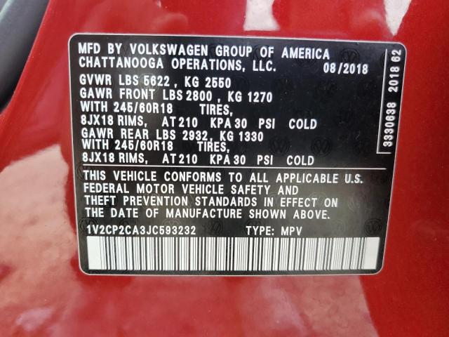 Photo 14 from auction – 2018 VOLKSWAGEN ATLAS SE with VIN 1V2CP2CA3JC593232