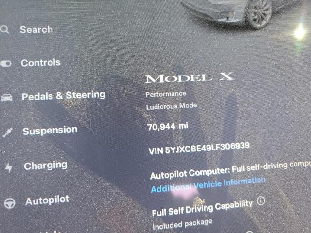 Photo 9 from auction – 2020 TESLA MODEL X with VIN 5YJXCBE49LF306939