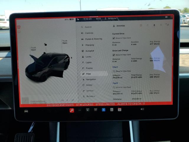 Photo 9 from auction – 2021 TESLA MODEL Y with VIN 5YJYGDEE4MF102015