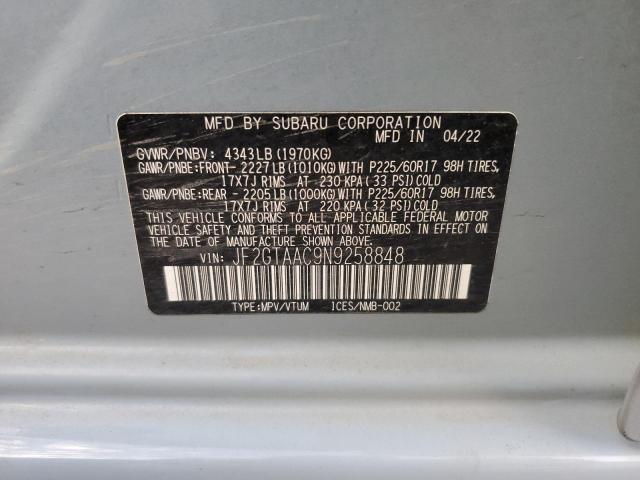 Photo 14 from auction – 2022 SUBARU CROSSTREK with VIN JF2GTAAC9N9258848