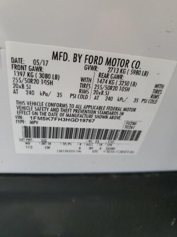 Photo 14 from auction – 2017 FORD EXPLORER L with VIN 1FM5K7FH3HGD19767