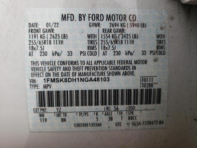 Foto 14 de la subasta – 2022 FORD EXPLORER X con VIN 1FMSK8DH1NGA48103