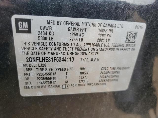 Photo 14 from auction – 2015 CHEVROLET EQUINOX LT with VIN 2GNFLHE31F6344110