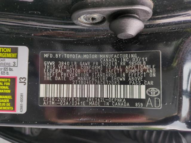 Photo 10 from auction – 2011 TOYOTA COROLLA BA with VIN 2T1BU4EE7BC612083