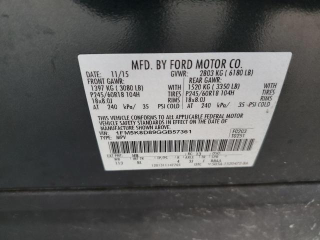 Photo 14 from auction – 2016 FORD EXPLORER X with VIN 1FM5K8D89GGB57361