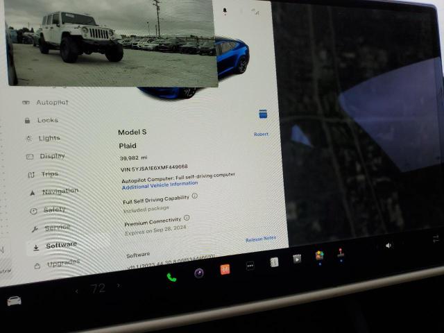 Photo 9 from auction – 2021 TESLA MODEL S with VIN 5YJSA1E6XMF449668