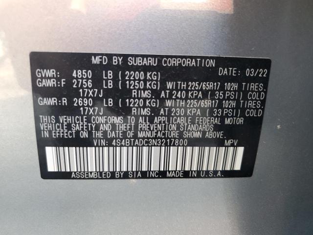 Photo 14 from auction – 2022 SUBARU OUTBACK PR with VIN 4S4BTADC3N3217800