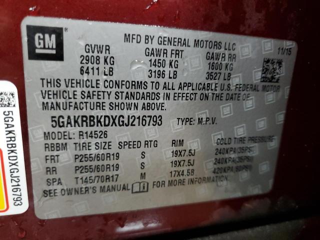 Photo 14 from auction – 2016 BUICK ENCLAVE with VIN 5GAKRBKDXGJ216793