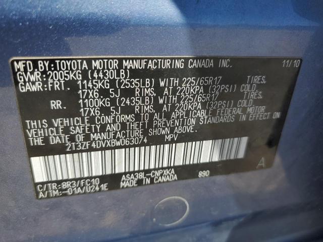 Photo 14 from auction – 2011 TOYOTA RAV4 with VIN 2T3ZF4DVXBW063074