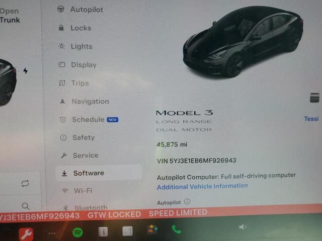 Photo 9 from auction – 2021 TESLA MODEL 3 with VIN 5YJ3E1EB6MF926943