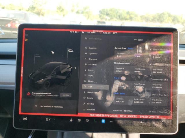 Photo 9 from auction – 2023 TESLA MODEL Y with VIN 7SAYGDEE8PF602329