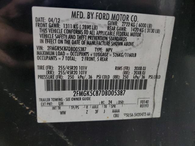 Photo 14 from auction – 2013 FORD FLEX SEL with VIN 2FMGK5C87DBD05387