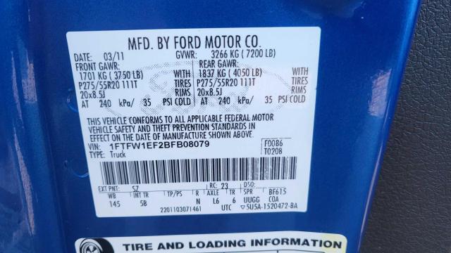 Photo 10 from auction – 2011 FORD F150 SUPER with VIN 1FTFW1EF2BFB08079