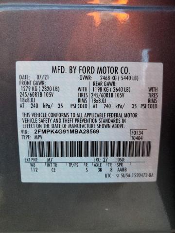 Photo 14 from auction – 2021 FORD EDGE SE with VIN 2FMPK4G91MBA28569