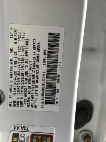 Photo 14 from auction – 2015 HONDA CR-V EX with VIN 5J6RM4H52FL021081