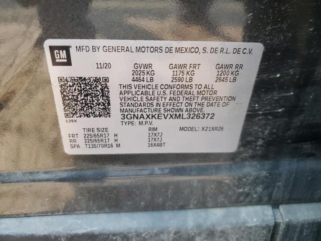 Photo 14 from auction – 2021 CHEVROLET EQUINOX LT with VIN 3GNAXKEVXML326372