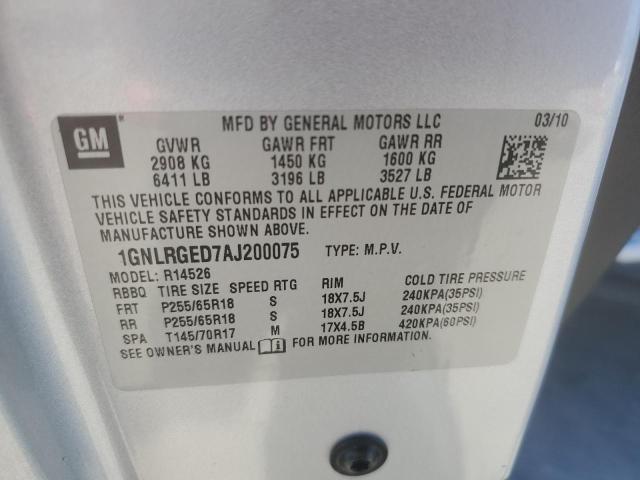 Photo 14 from auction – 2010 CHEVROLET TRAVERSE L with VIN 1GNLRGED7AJ200075