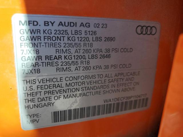 Photo 14 from auction – 2023 AUDI Q3 PREMIUM with VIN WA1DECF39P1104717