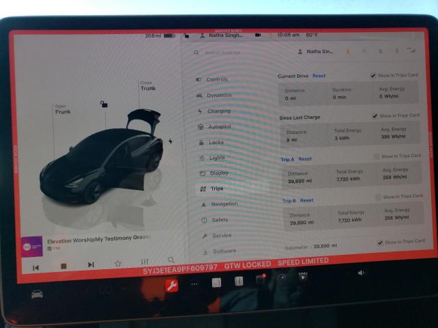 Photo 9 from auction – 2023 TESLA MODEL 3 with VIN 5YJ3E1EA9PF609797