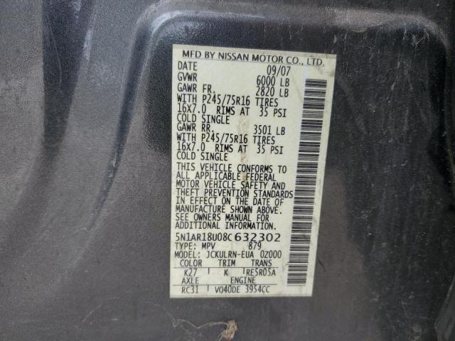 Photo 14 from auction – 2008 NISSAN PATHFINDER with VIN 5N1AR18U08C632302