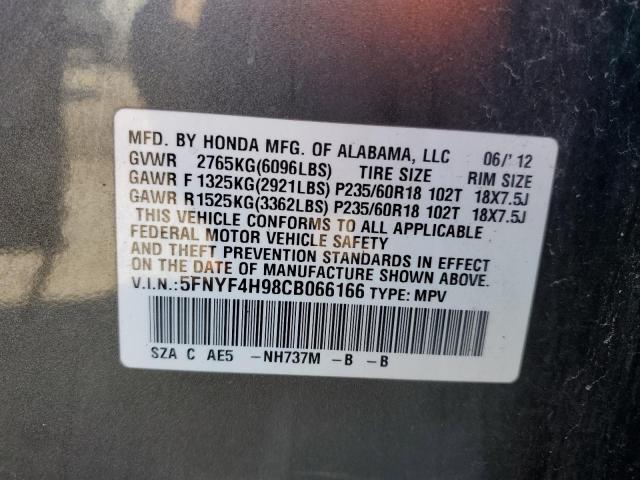 Photo 14 from auction – 2012 HONDA PILOT TOUR with VIN 5FNYF4H98CB066166