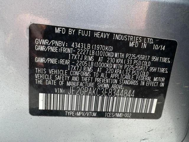 Photo 10 from auction – 2014 SUBARU XV CROSSTR with VIN JF2GPAKC3E8344844