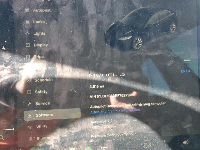 Photo 9 from auction – 2024 TESLA MODEL 3 with VIN 5YJ3E1EA3RF752716