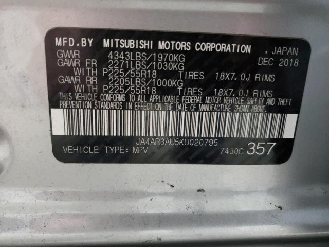 Photo 14 from auction – 2019 MITSUBISHI OUTLANDER with VIN JA4AR3AU5KU020795