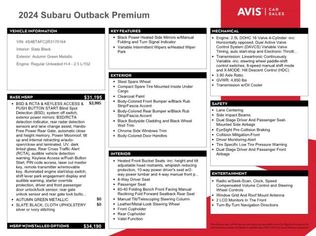 Photo 13 from auction – 2024 SUBARU OUTBACK PR with VIN 4S4BTAFC2R3170164