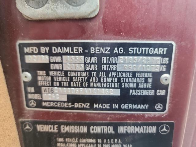 Photo 10 from auction – 1985 MERCEDES-BENZ 500 SEC with VIN WDBCA44D6FA141462