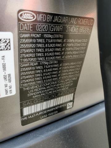 Photo 14 from auction – 2020 LAND ROVER RANGE ROVE with VIN SALGS2RUXLA405266