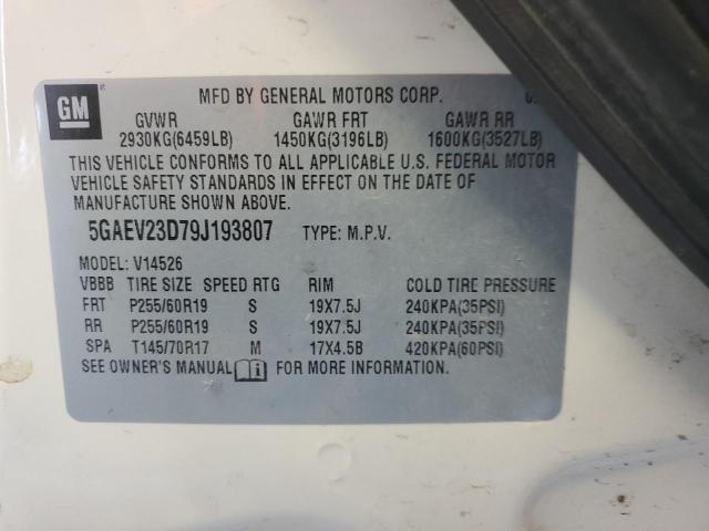 Фото 14 с аукциона – 2009 BUICK ENCLAVE CX с VIN 5GAEV23D79J193807