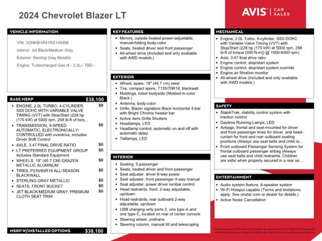 Photo 12 from auction – 2024 CHEVROLET BLAZER 2LT with VIN 3GNKBHR41RS145956