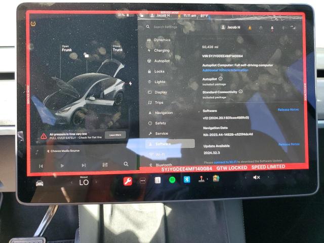 Photo 9 from auction – 2021 TESLA MODEL Y with VIN 5YJYGDEE4MF140084