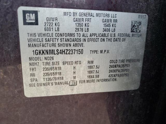 Photo 14 from auction – 2017 GMC ACADIA SLT with VIN 1GKKNMLS4HZ237150