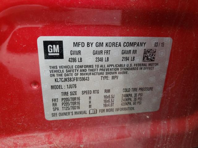 Photo 14 from auction – 2015 CHEVROLET TRAX LS with VIN KL7CJKSB3FB159643