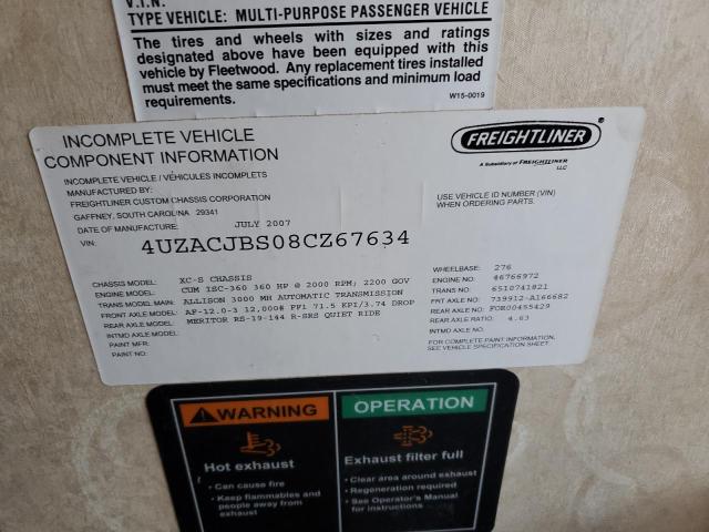 Photo 10 from auction – 2008 FREIGHTLINER CHASSIS X with VIN 4UZACJBS08CZ67634