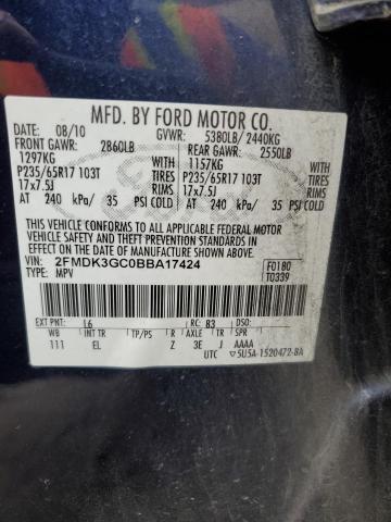 Photo 14 from auction – 2011 FORD EDGE SE with VIN 2FMDK3GC0BBA17424