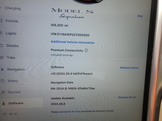 Photo 9 from auction – 2012 TESLA MODEL S with VIN 5YJSA1DP2CFS00550