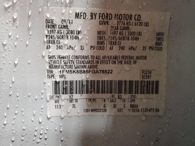 Photo 14 from auction – 2015 FORD EXPLORER with VIN 1FM5K8B85FGA78822