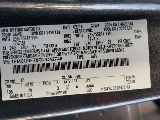 Photo 14 from auction – 2016 FORD ESCAPE S with VIN 1FMCU0F78GUC42748
