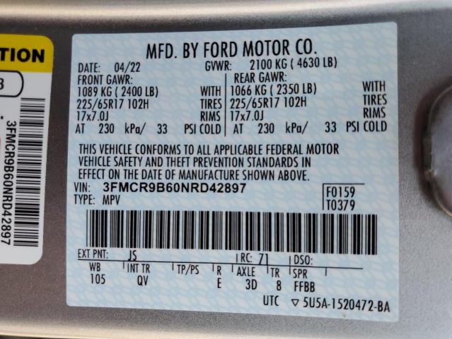 Photo 14 from auction – 2022 FORD BRONCO SPO with VIN 3FMCR9B60NRD42897