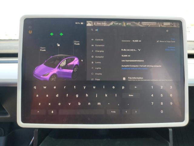 Photo 9 from auction – 2023 TESLA MODEL Y with VIN 7SAYGDEE6PA162012