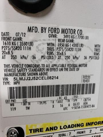 Photo 14 from auction – 2012 LINCOLN NAVIGATOR with VIN 5LMJJ2J52CEL08214