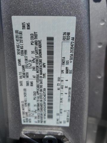 Photo 14 from auction – 2015 FORD ESCAPE SE with VIN 1FMCU0GX5FUC43739