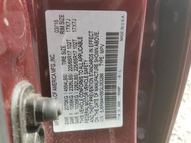 Photo 14 from auction – 2016 HONDA CR-V EX with VIN 5J6RM4H56GL053288