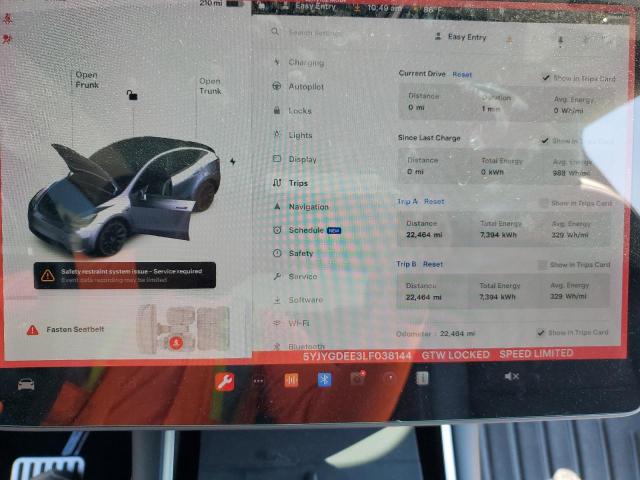 Photo 9 from auction – 2020 TESLA MODEL Y with VIN 5YJYGDEE3LF038144
