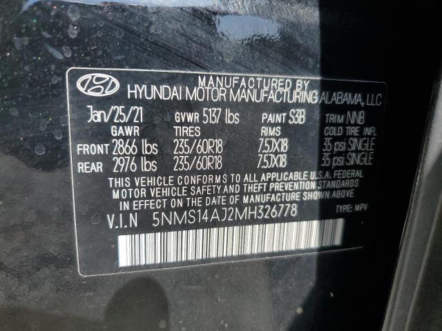 Photo 14 from auction – 2021 HYUNDAI SANTA FE S with VIN 5NMS14AJ2MH326778