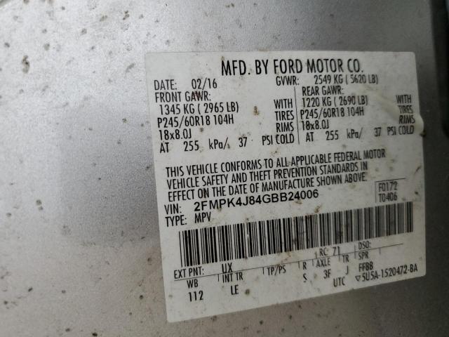 Photo 14 from auction – 2016 FORD EDGE SEL with VIN 2FMPK4J84GBB24006