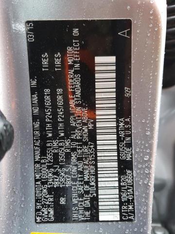 Foto 14 de la subasta – 2015 TOYOTA HIGHLANDER con VIN 5TDJKRFH0FS153547